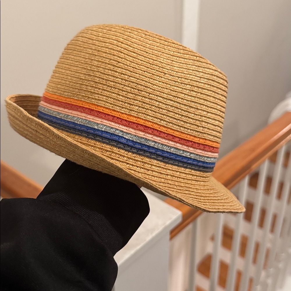 Stylish Straw Fedora with Multicolor Band
